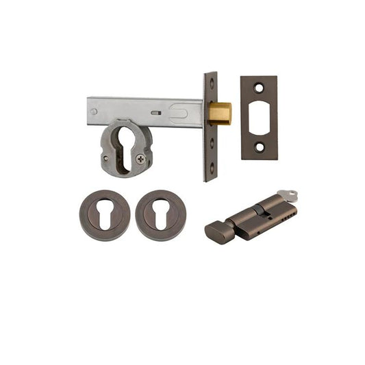 Mortice Deadbolt Euro Signature Brass Backset 60mm Key/Thumb Escutcheon Round Kit in Signature Brass