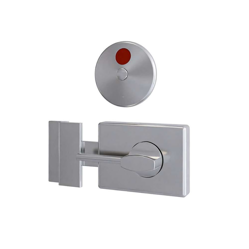 Metlam 300 Series left and right hand ambulant lock and indicator set with metal components and locking mechanisms.
