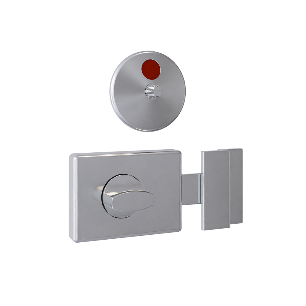 300 Series Safety Turn Lock and Indicator Set ? With Screw Fixings in Satin Chrome