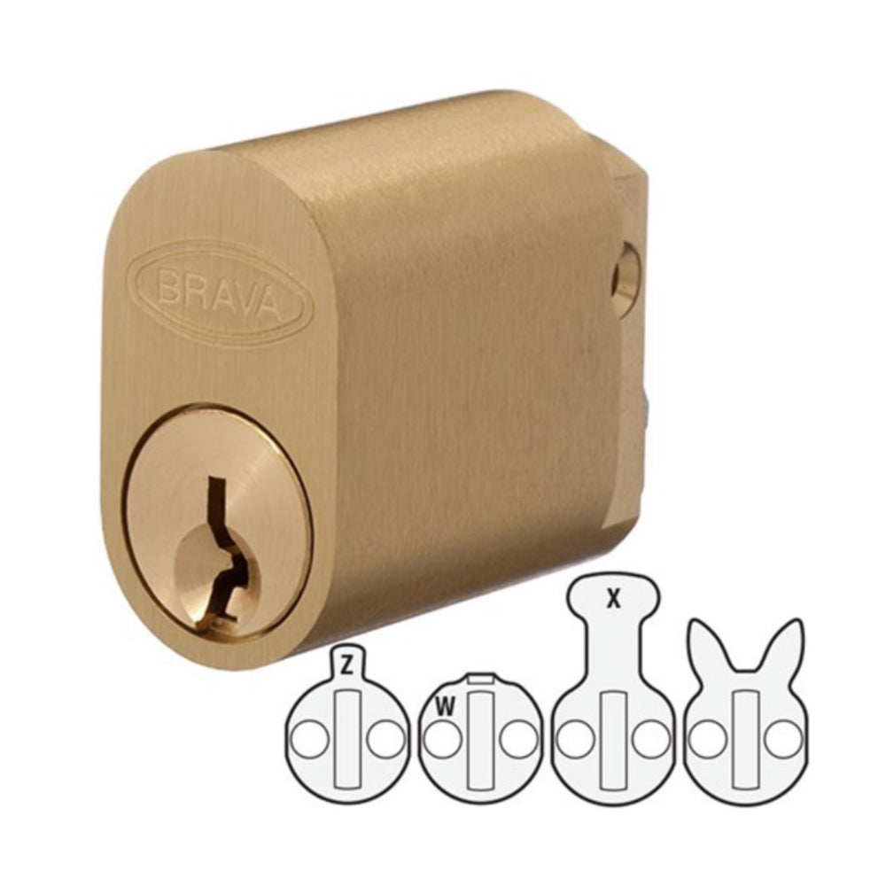 BRAVA Keyed Alike 570 Cylinder including 2 keys in Satin Brass Unlaquered