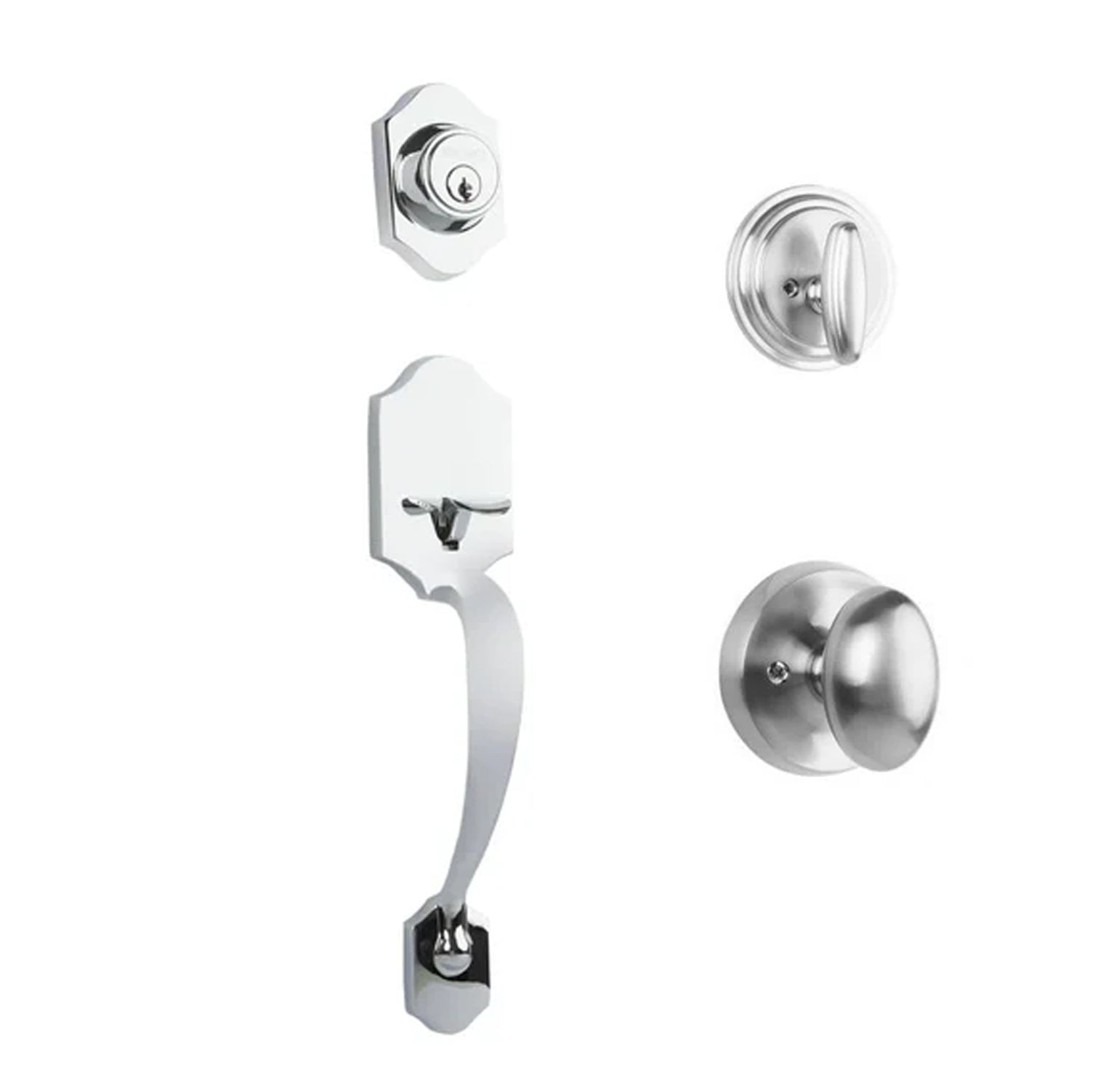 N2LOK Charente single cylinder entrance set with egg knob, featuring durable metal hardware for door security and style.