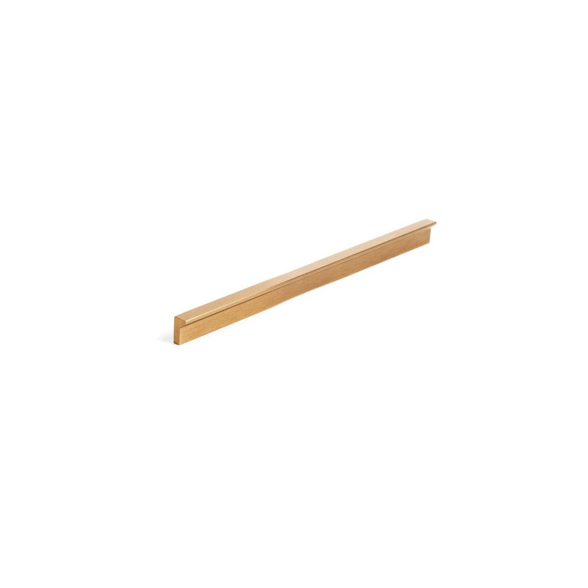 Momo ANGLE cabinet pull handle in brushed dark bronze finish, showing a sleek angular design on a wooden cabinet.