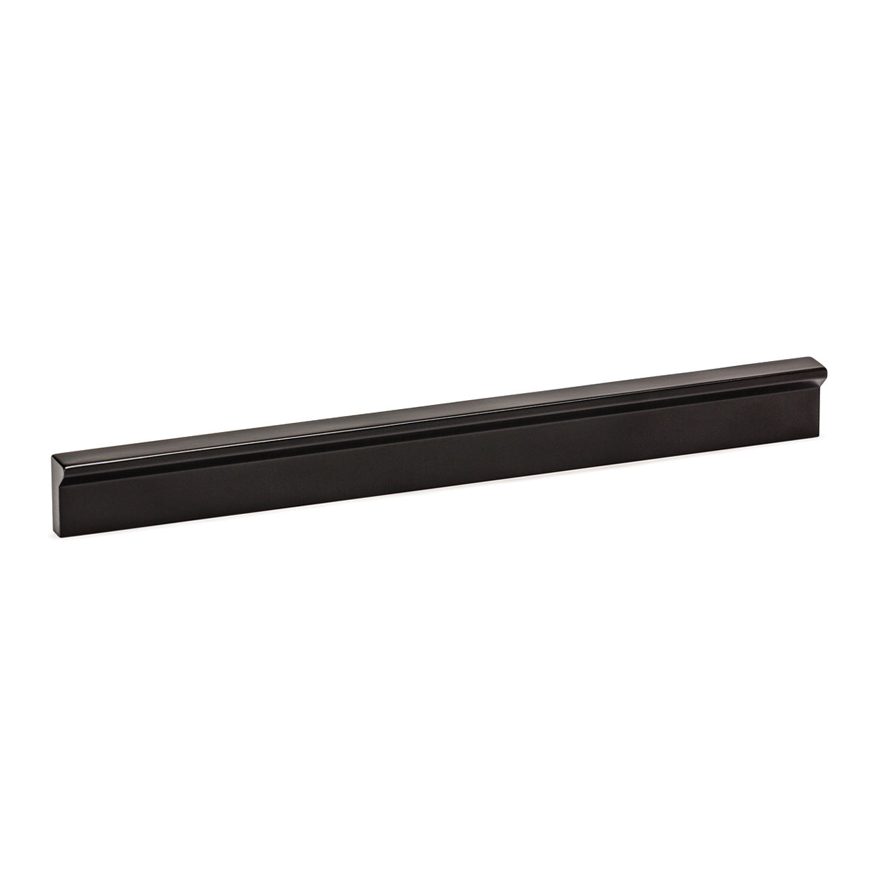 Momo ANGLE cabinet pull handle in matte black, sleek metal design for kitchen or furniture drawers and cabinets.