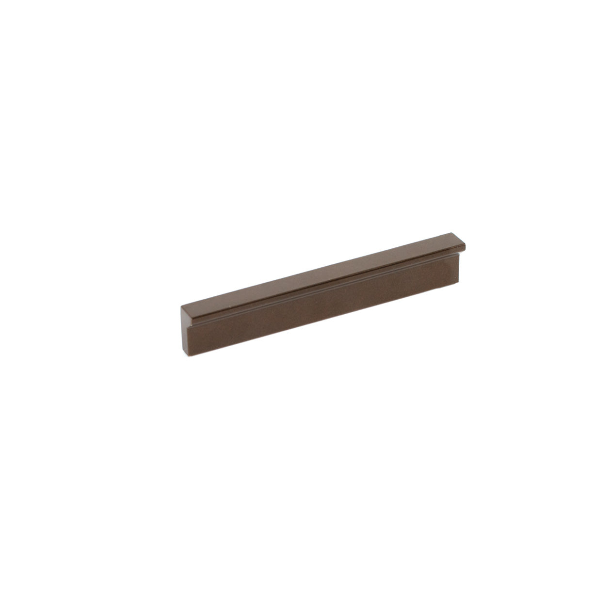 Momo ANGLE cabinet pull handle in matte bronze finish mounted on a wooden cabinet door.