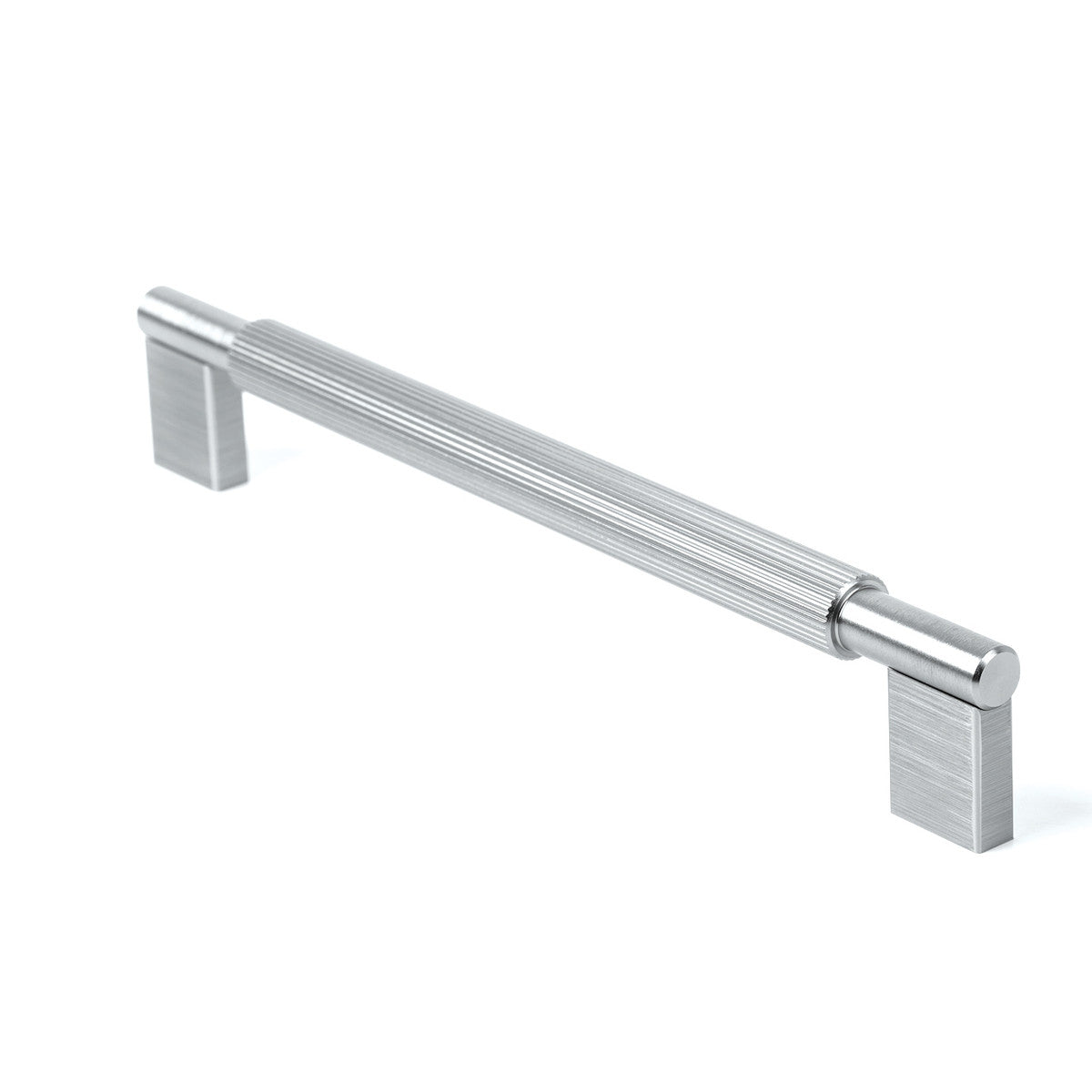 Momo ARPA D cabinet pull handle in brushed dark bronze finish, showcasing sleek modern design on a wooden cabinet.