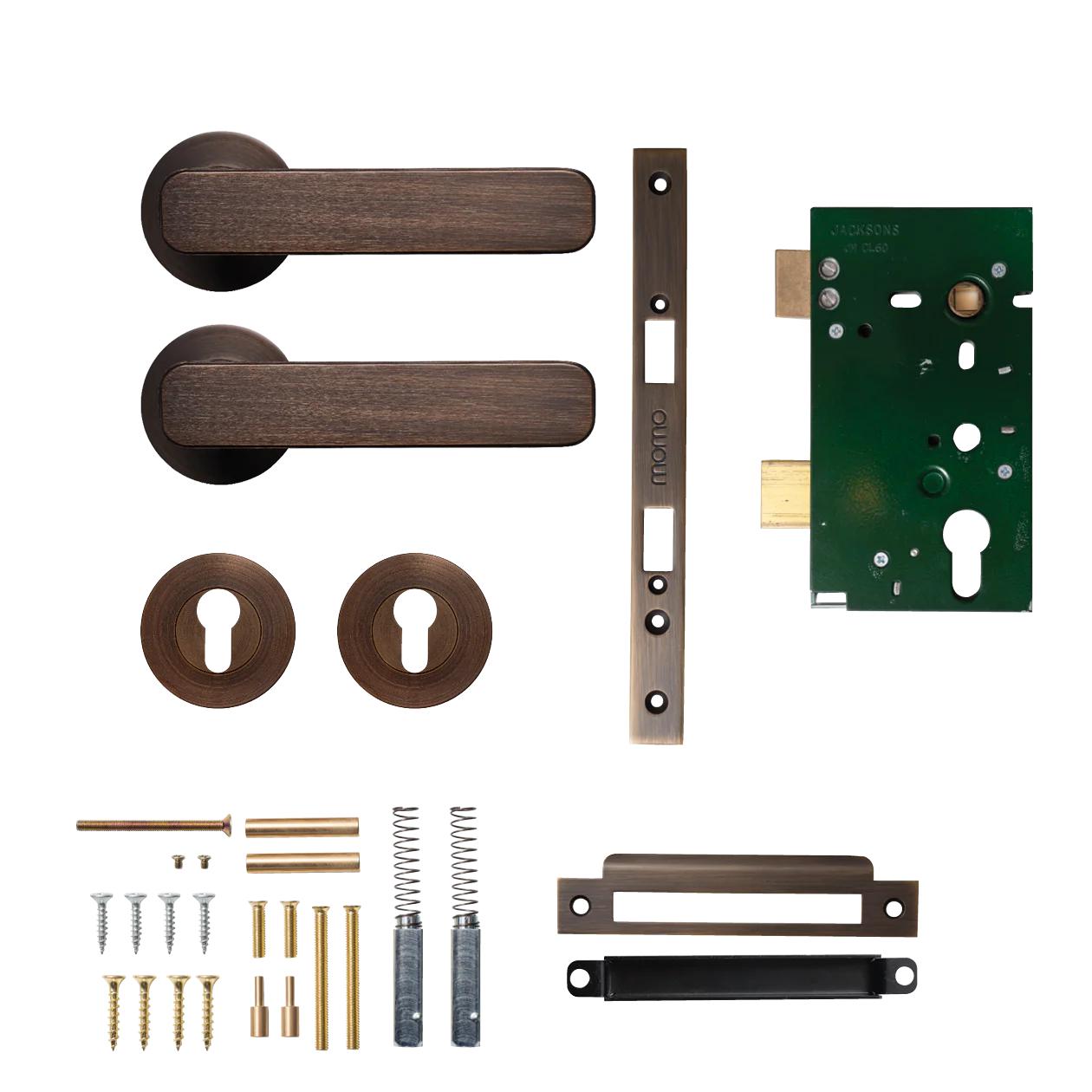 MOMO ASPEN LEVER SOLID BRASS MORTICE ENTRANCE SET - BRONZE in Bronze