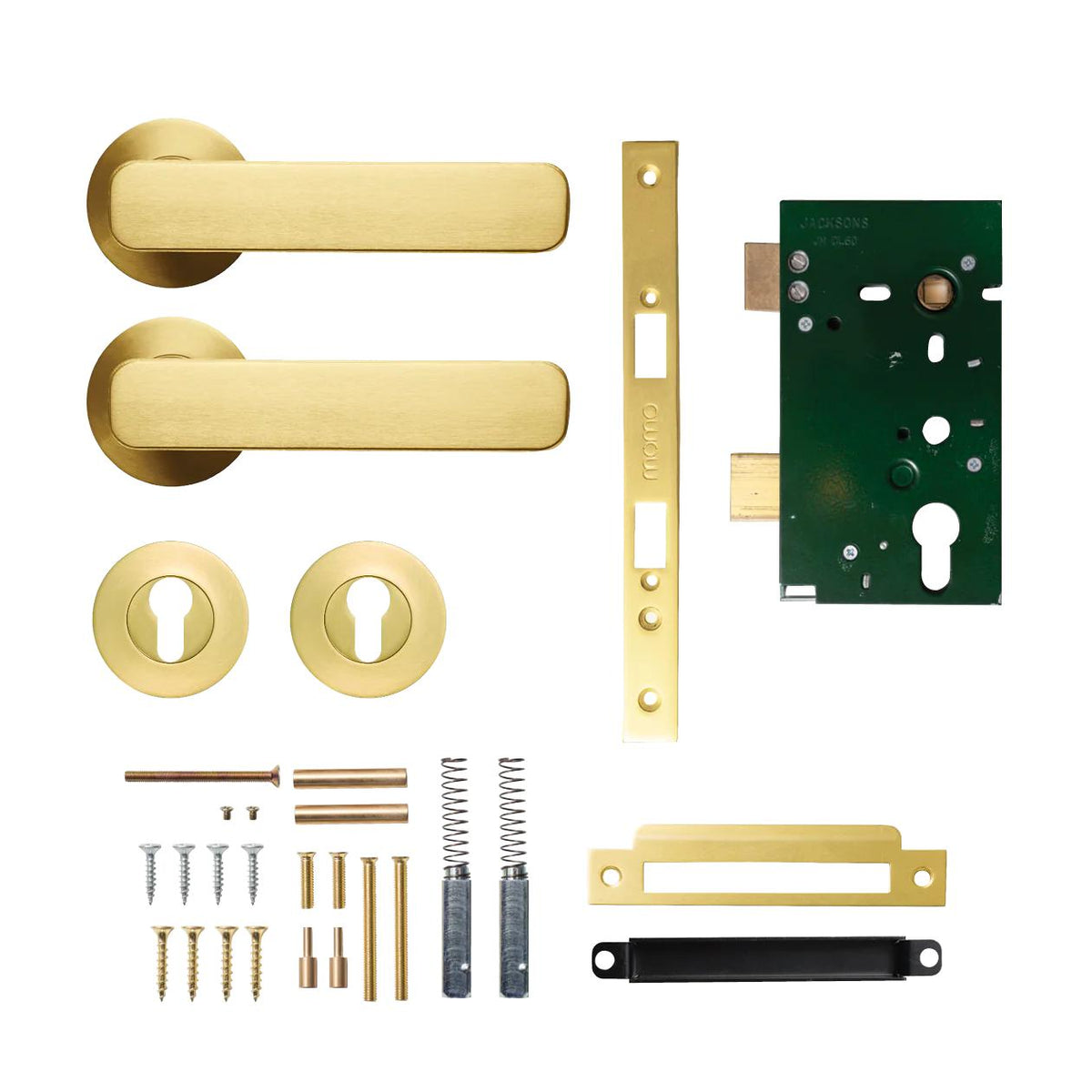 MOMO ASPEN LEVER SOLID BRASS MORTICE ENTRANCE SET - BRUSHED SATIN BRASS in Brushed Satin Brass
