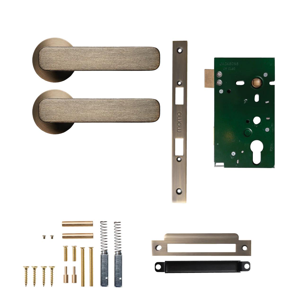 MOMO ASPEN LEVER SOLID BRASS MORTICE PASSAGE SET - DARK BRUSHED BRASS in Dark Brushed Brass