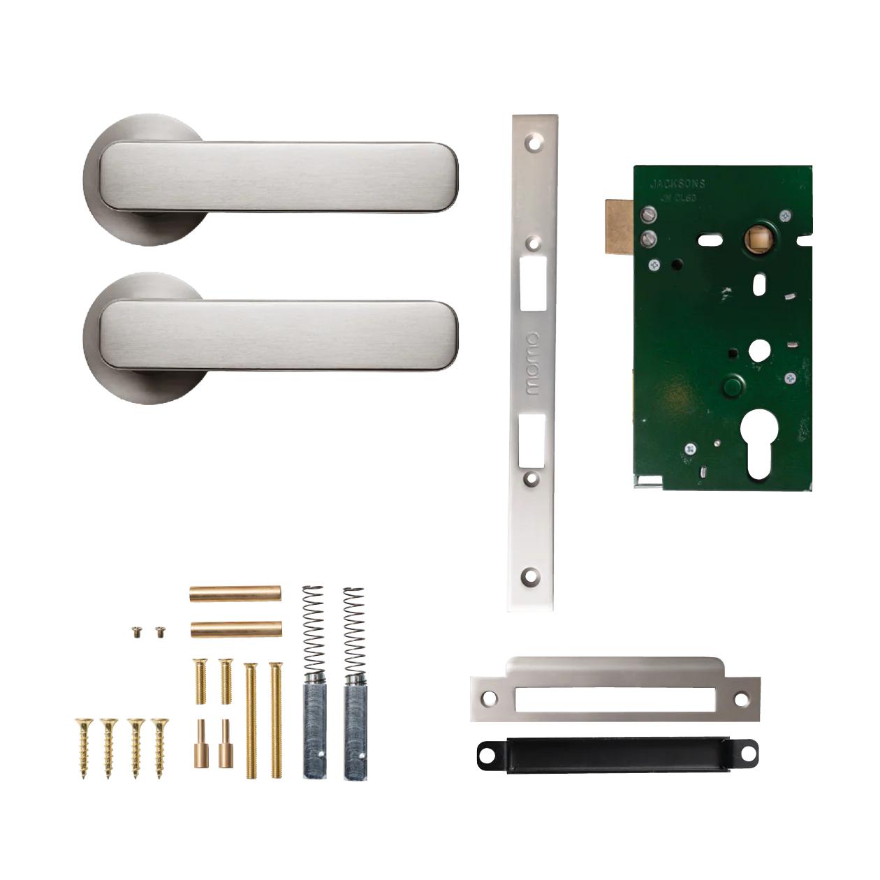 MOMO ASPEN LEVER SOLID BRASS MORTICE PASSAGE SET - DULL BRUSHED NICKEL in Dull Brushed Nickel