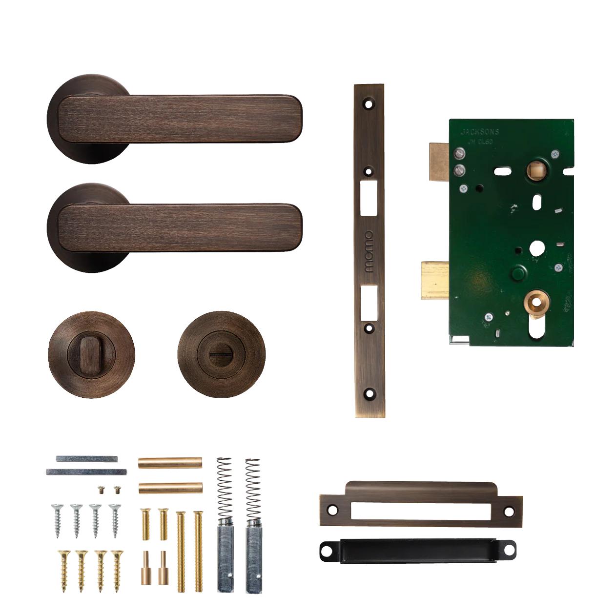 MOMO ASPEN LEVER SOLID BRASS MORTICE PRIVACY SET - BRONZE in Bronze
