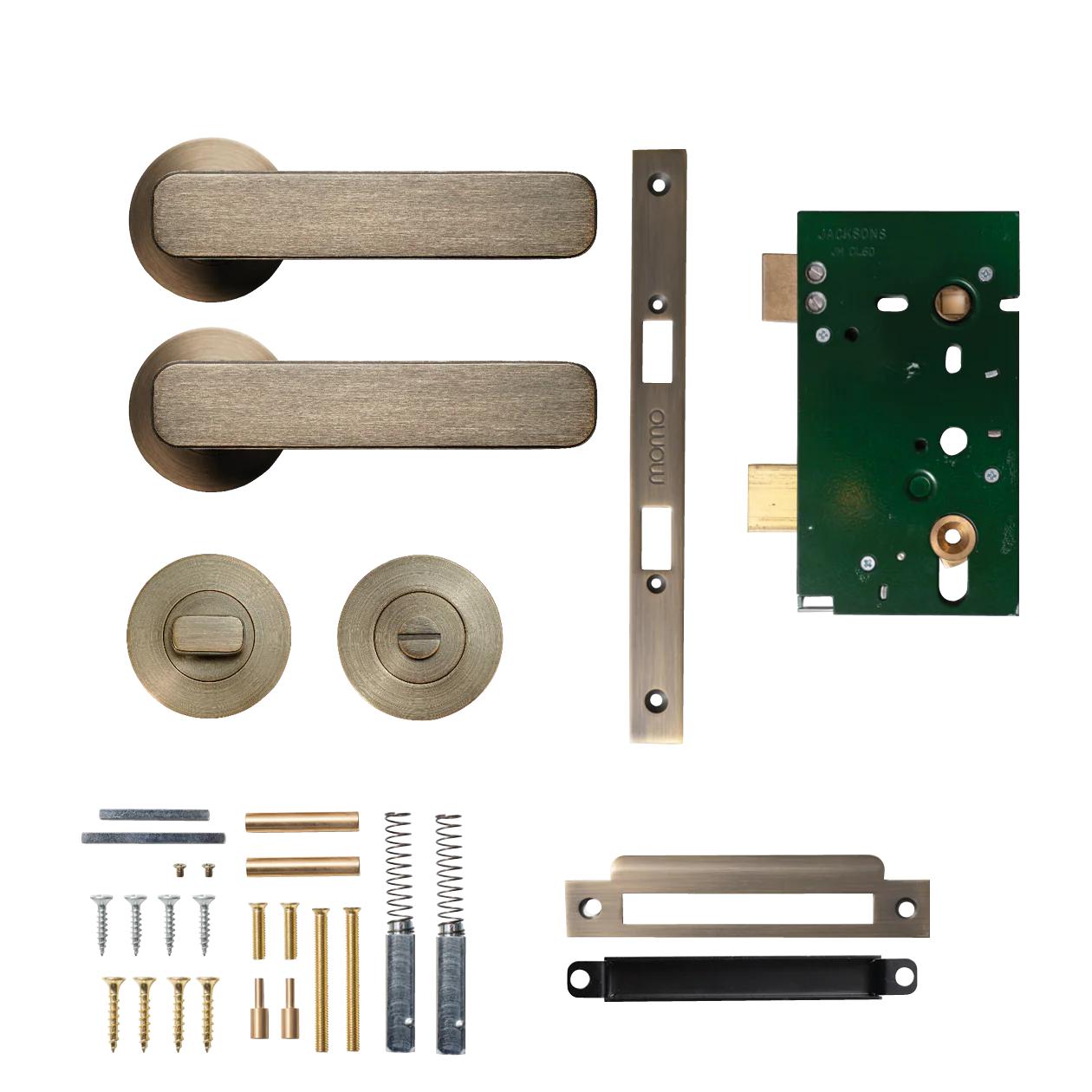 MOMO ASPEN LEVER SOLID BRASS MORTICE PRIVACY SET - DARK BRUSHED BRASS in Dark Brushed Brass