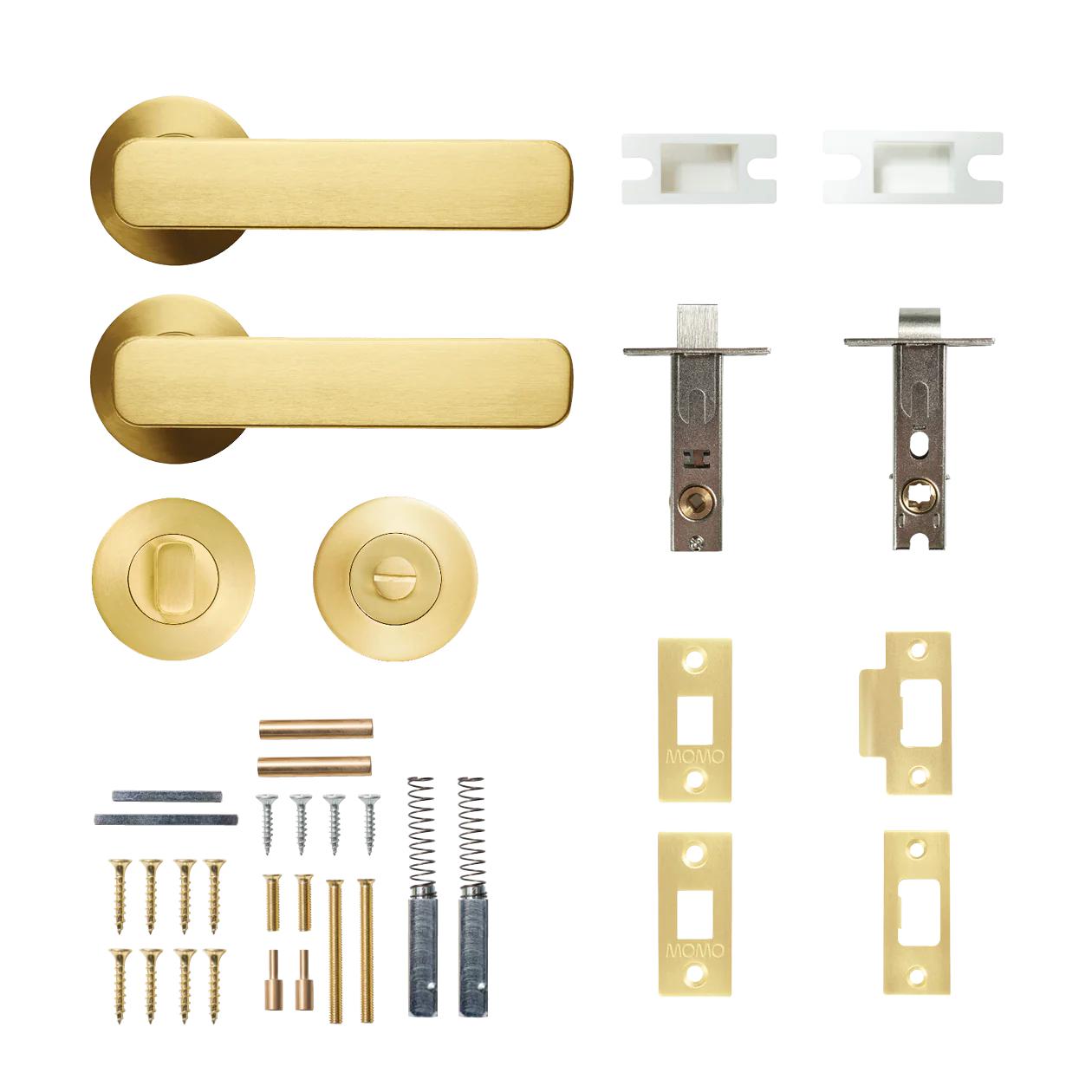 ASPEN LEVER SOLID BRASS TUBULAR LATCH PRIVACY SET - BRUSHED SATIN BRASS in Brushed Satin Brass