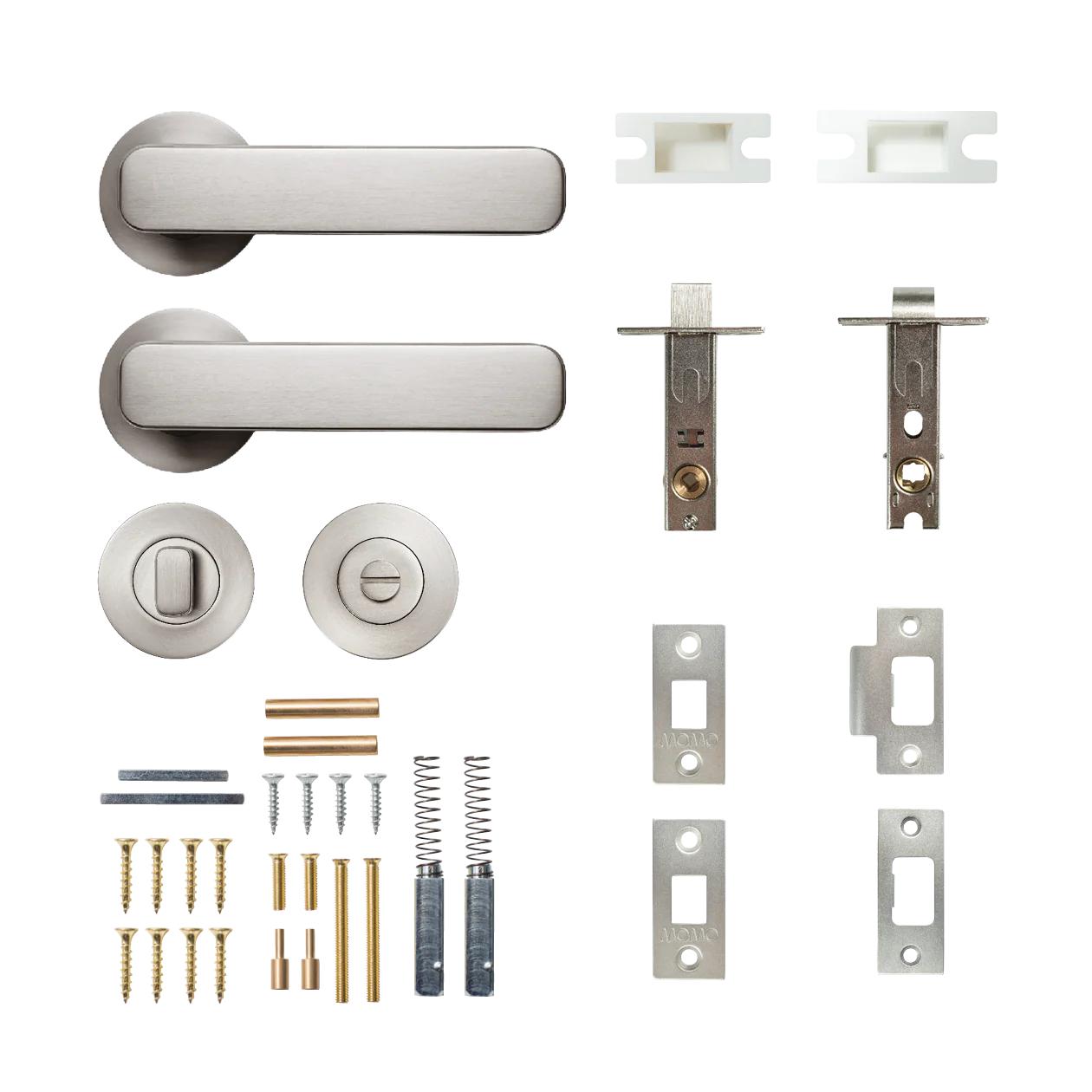 ASPEN LEVER SOLID BRASS TUBULAR LATCH PRIVACY SET - DULL BRUSHED NICKEL in Dull Brushed Nickel