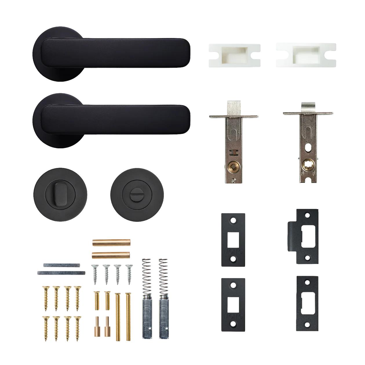 ASPEN LEVER SOLID BRASS TUBULAR LATCH PRIVACY SET - MATT BLACK in Matt Black