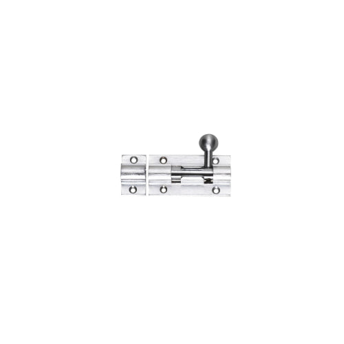 Zanda Straight Barrel Bolt 150mm in silver finish, showing the sturdy metal latch and mounting plate for secure door fastening