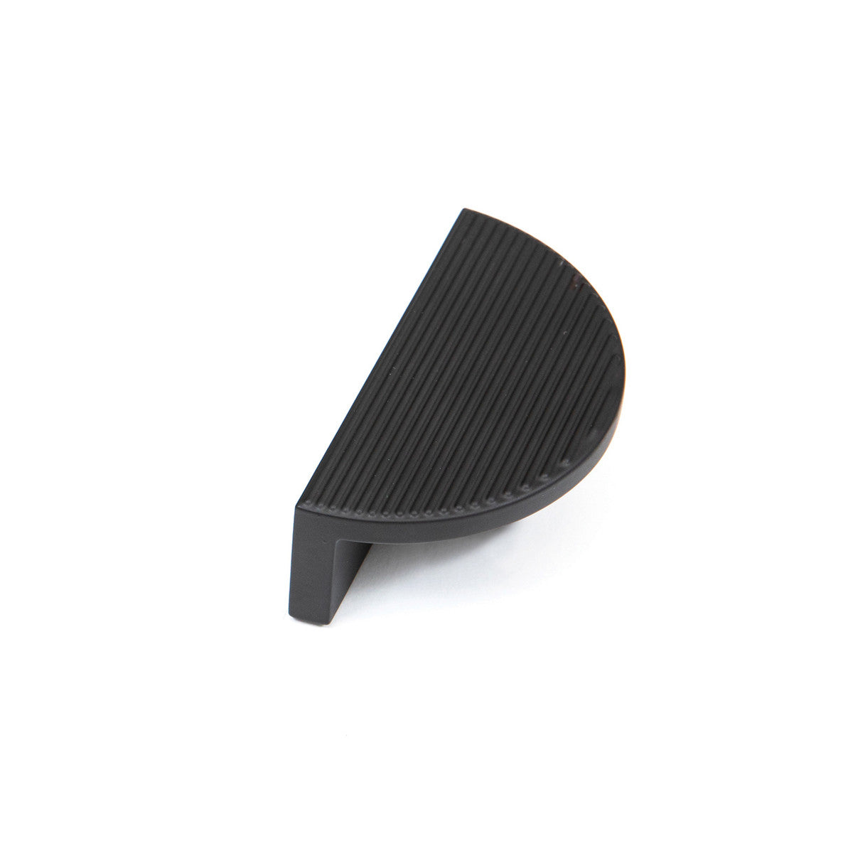 Momo Barrington Eclipse ribbed cabinet pull handle in matte black, featuring a sleek, modern design for kitchen or furniture doors
