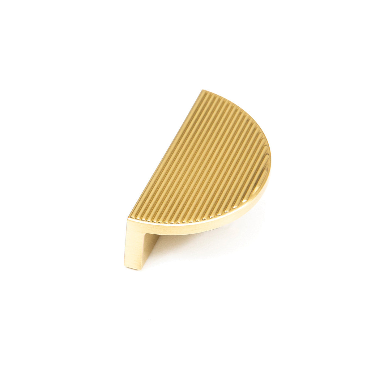 Momo Barrington Eclipse ribbed cabinet pull handle with textured metal finish, mounted on a cabinet door.