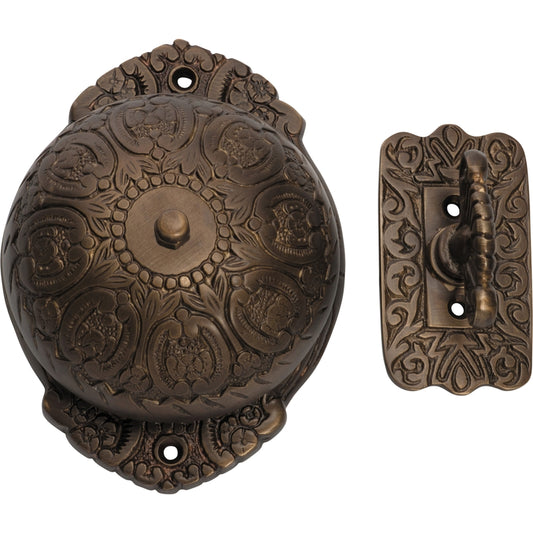 Turn Bell Ornate Antique Brass H125xW92mm in Antique Brass