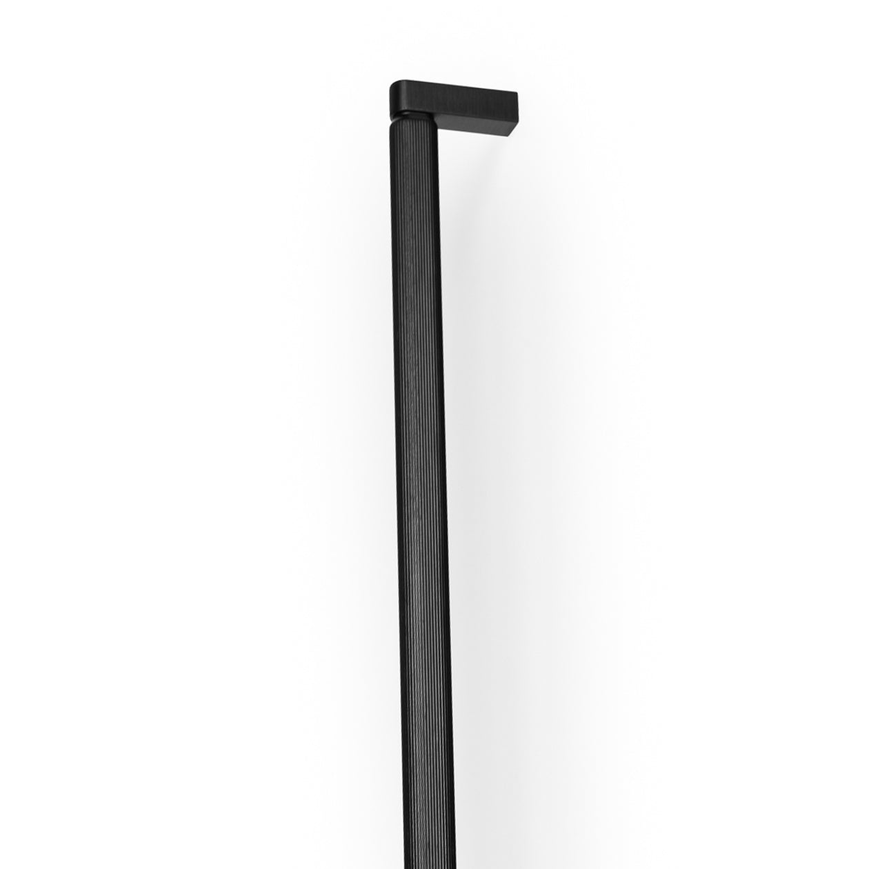 Momo Brooklyn D Cabinet Pull Handle in black finish, showing a sleek, modern design for kitchen or furniture cabinet doors.