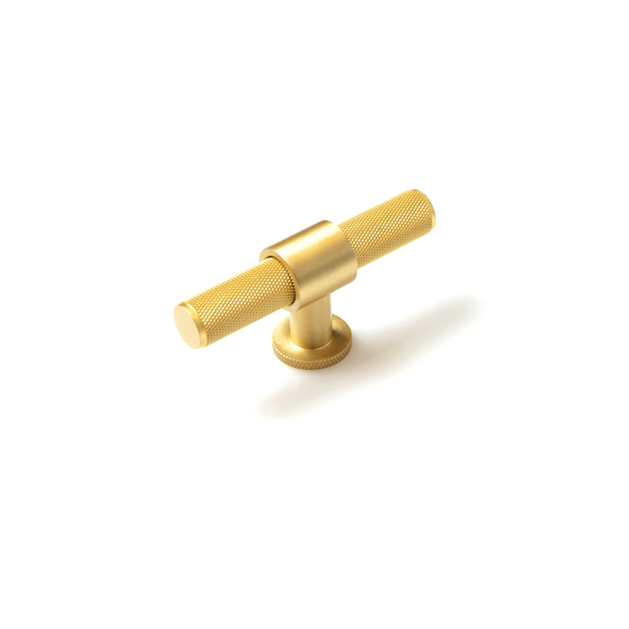 Momo BELGRAVIA Knurled T-Pull handle in brushed metal with knurled grip detail, shown on a product image.