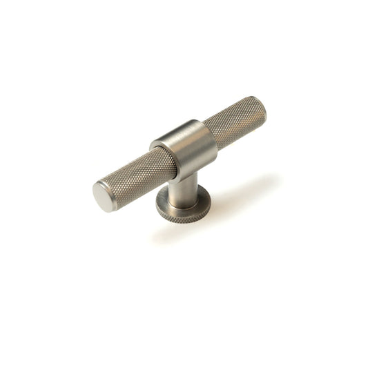 MOMO BELGRAVIA KNURLED 82MM SOLID BRASS T KNOB DULL BRUSHED NICKEL in Dull Brushed Nickel