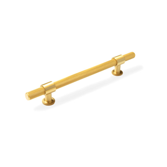 MOMO BELGRAVIA KNURLED 160MM SOLID BRASS BAR PULL BRUSHED SATIN BRASS in Brushed Satin Brass