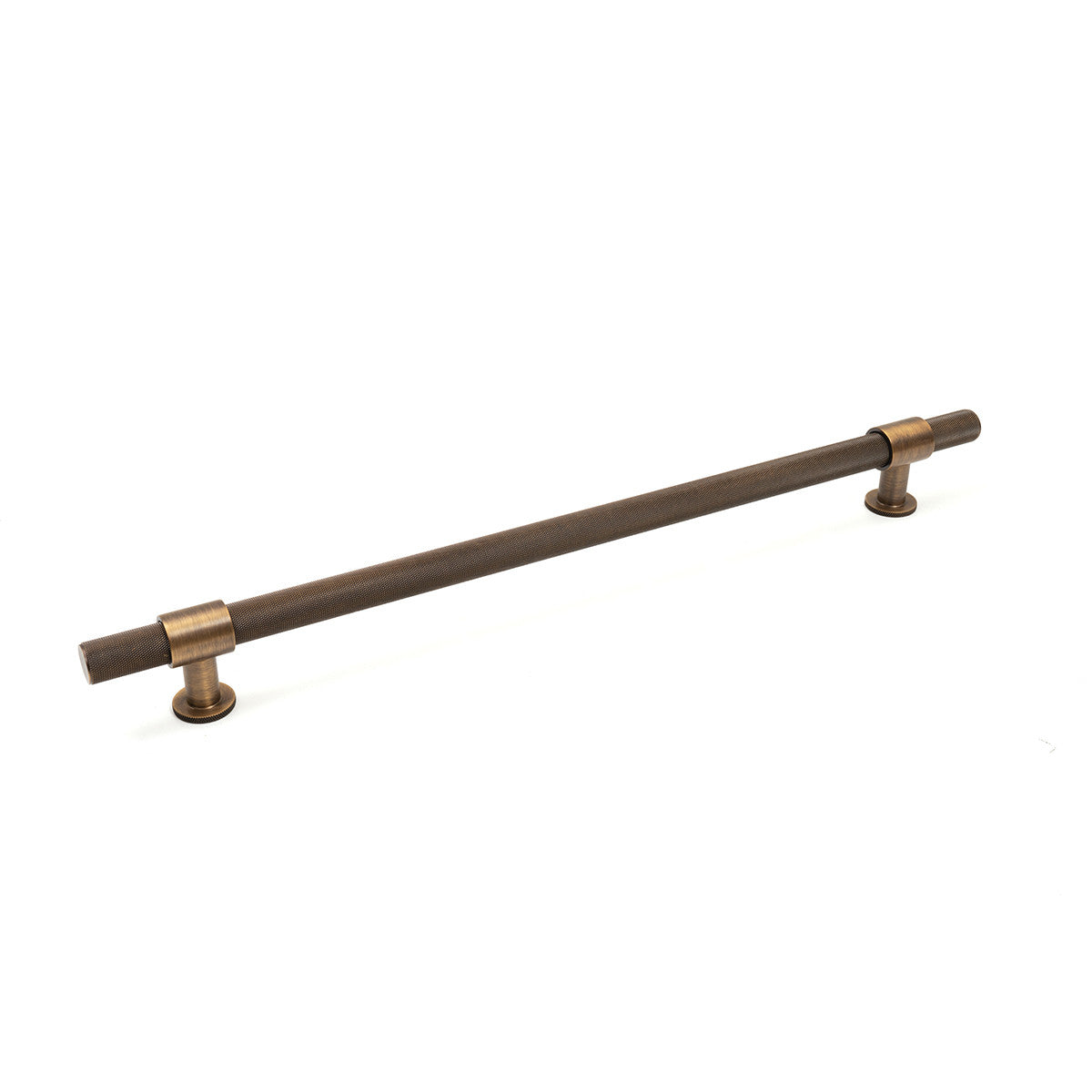Momo Belgravia knurled appliance pull handle in bronze finish, showing textured metal surface and sleek design for cabinets or drawers.