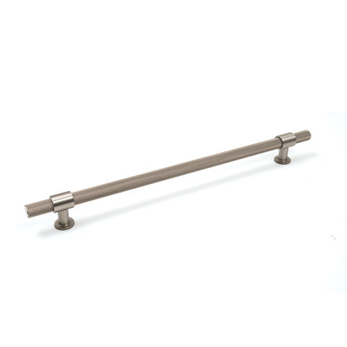 Momo BELGRAVIA knurled appliance pull handle in dark bronze, showing textured metal design on a cabinet or drawer.