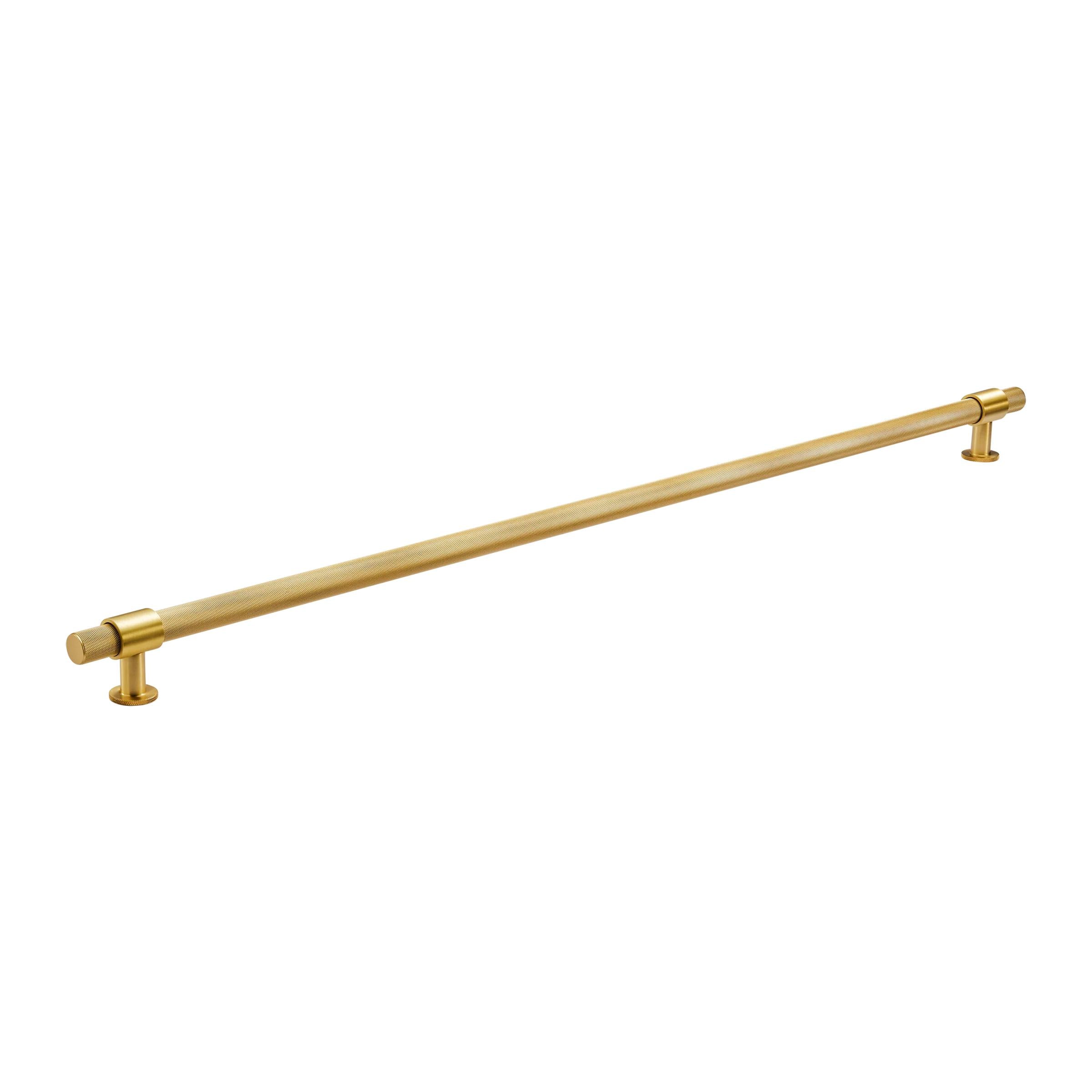 MOMO BELGRAVIA KNURLED 800MM SOLID BRASS BAR PULL BRUSHED SATIN BRASS in Brushed Satin Brass
