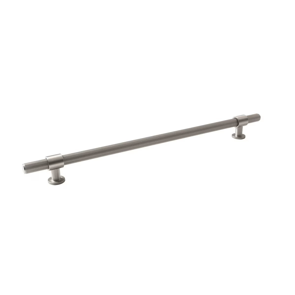 Momo Belgravia lined cabinet pull handle in dark bronze finish, mounted on a cabinet door with visible handle details.
