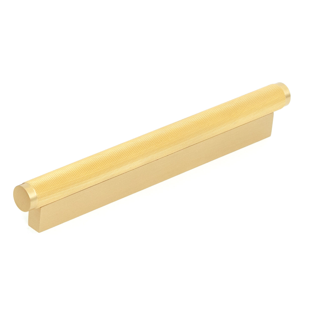 BRIGHTON 160MM SOLID BRASS KNURLED PULL HANDLE BRUSHED SATIN BRASS in Brushed Satin Brass