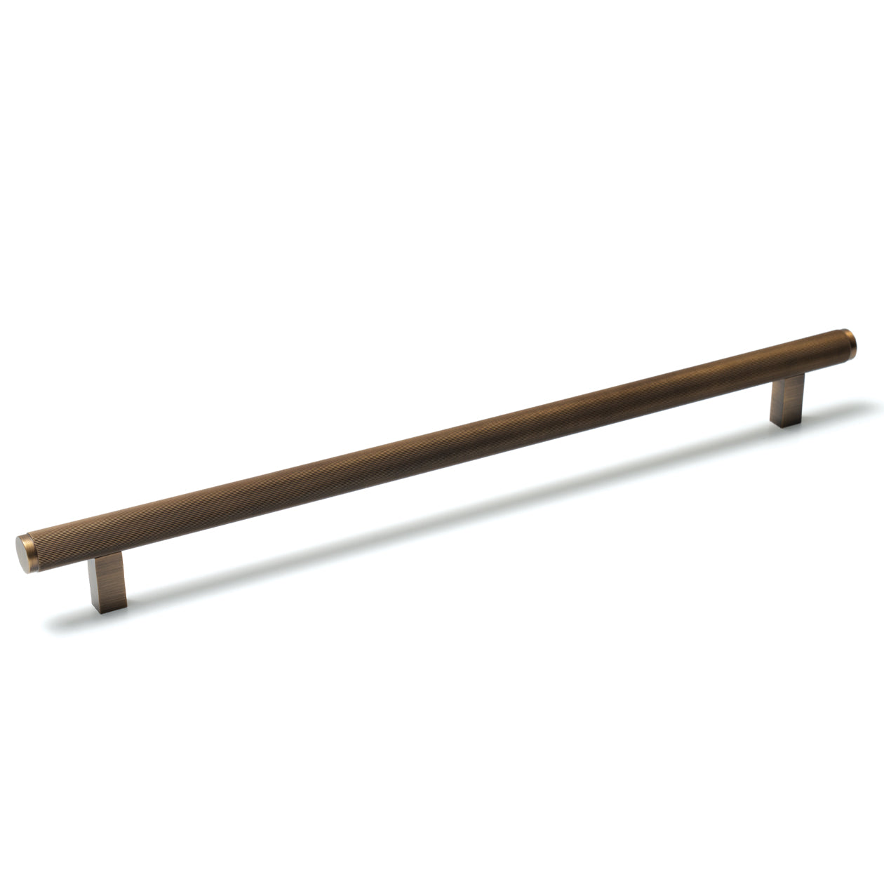 Momo Bellevue lined appliance pull handle in bronze finish, showcasing its sleek, modern design for kitchen cabinets and appliances.
