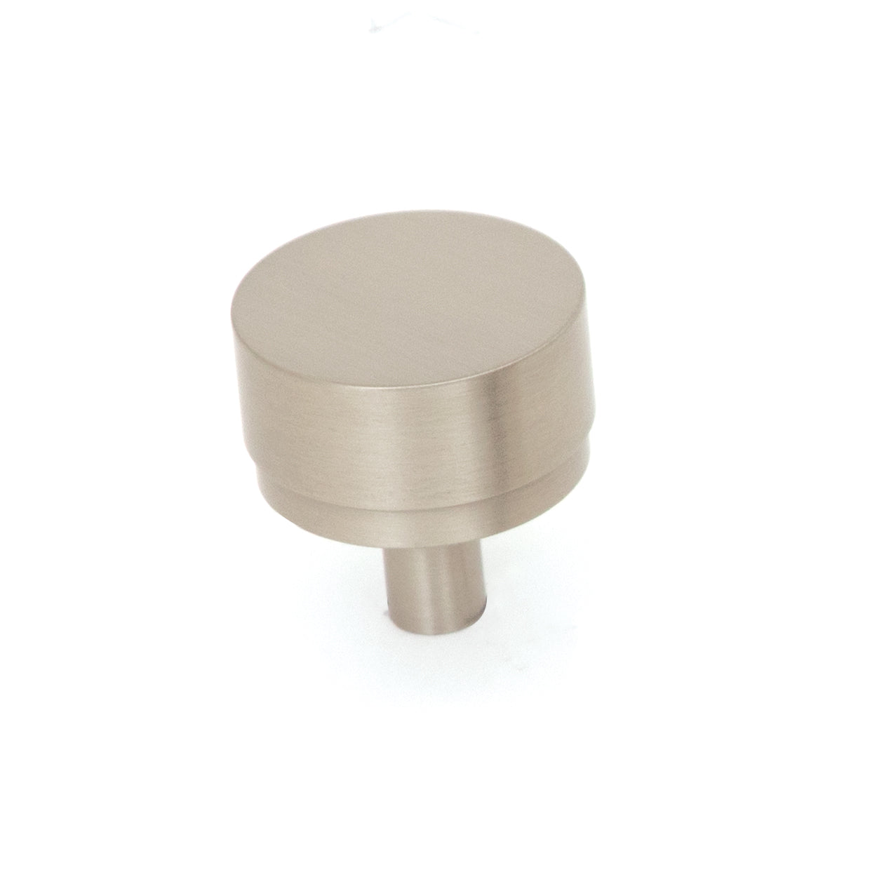 Momo Bellevue plain cabinet knob in dark bronze finish, round metal handle for kitchen or furniture cabinetry.