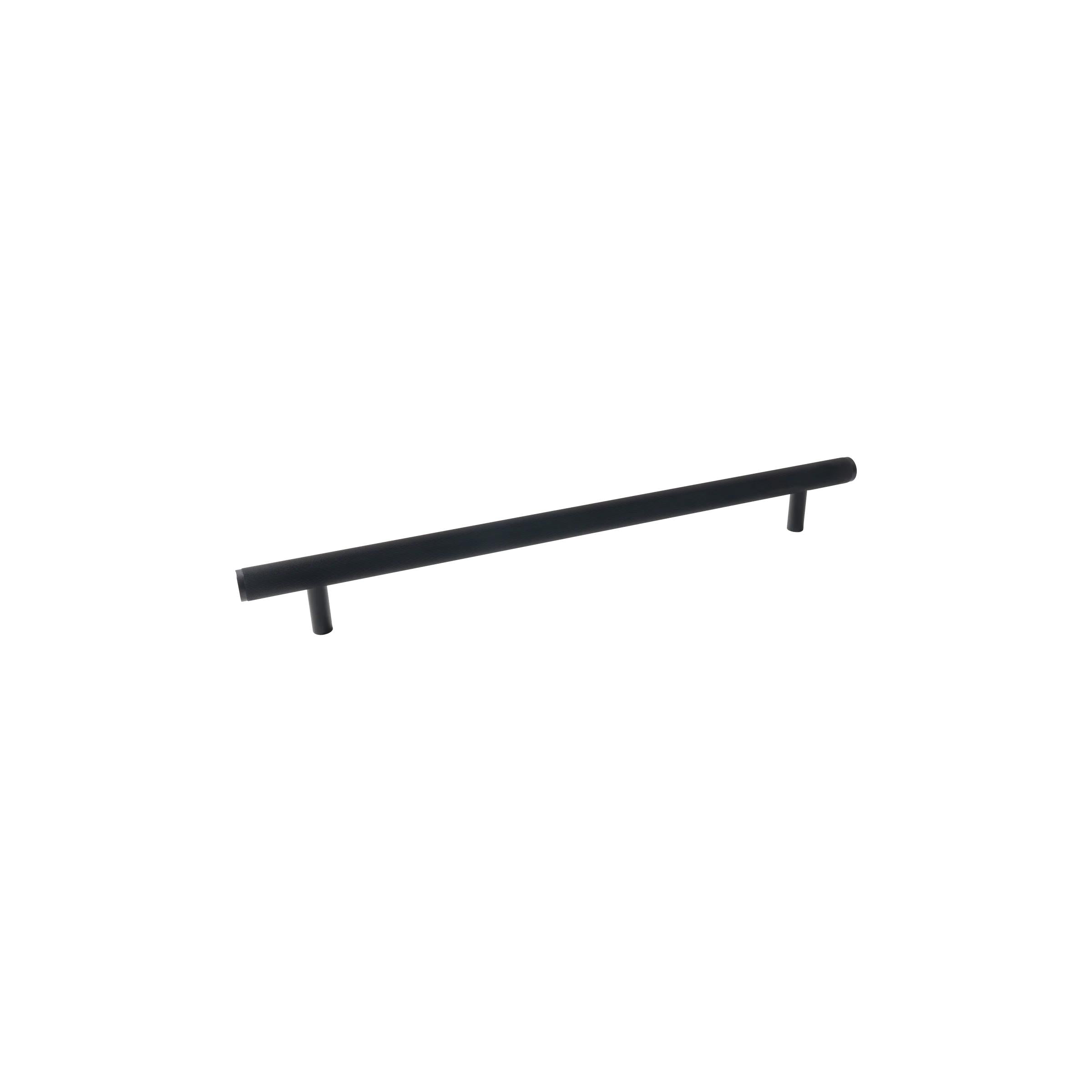 MOMO BELLEVUE LINED DOOR PULL WITH BACK TO BACK FIXING 416MM MATT BLACK in Matt Black