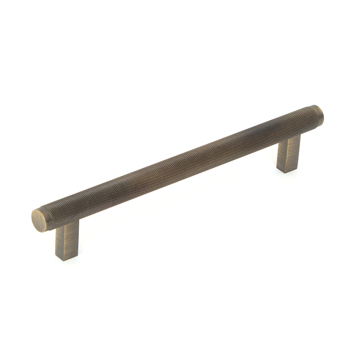 Momo BELLEVUE knurled cabinet pull handle in dark bronze finish, showing textured metal surface and modern design.