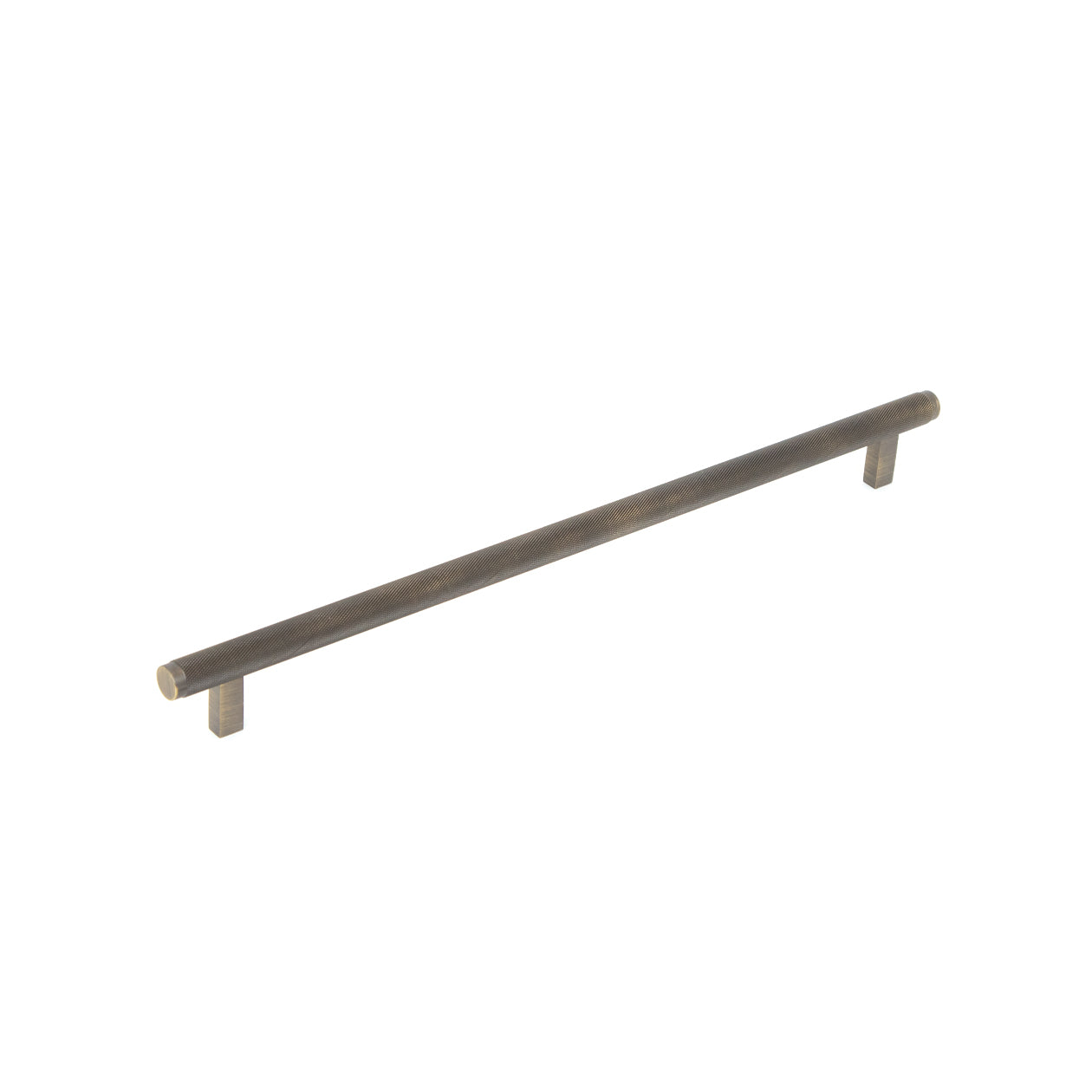 Momo BELLEVUE knurled cabinet pull handle in dark bronze finish, showing textured metal surface for furniture drawer or cabinet.