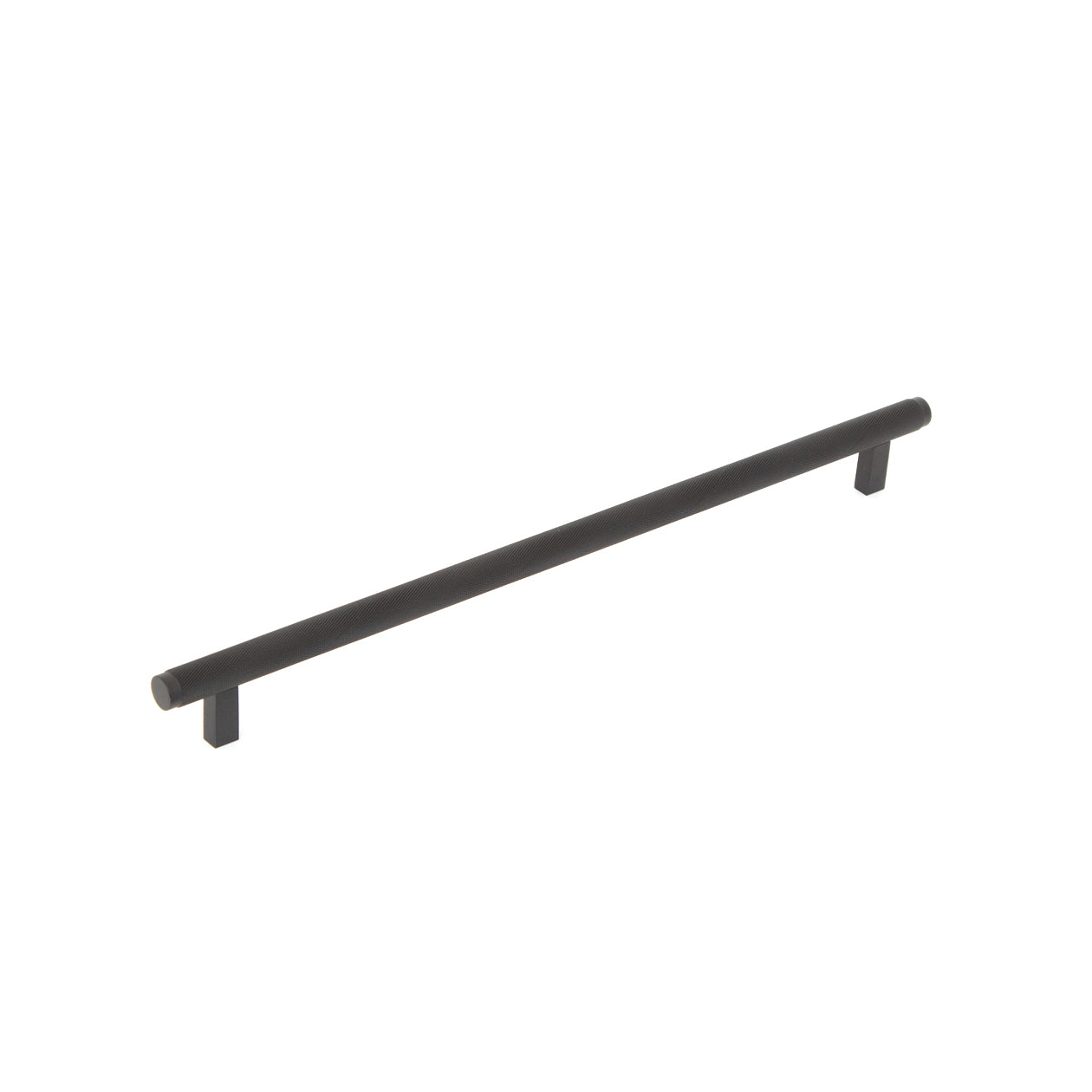 Momo Bellevue knurled cabinet pull handle with textured finish, mounted on a cabinet door for a modern and stylish look.