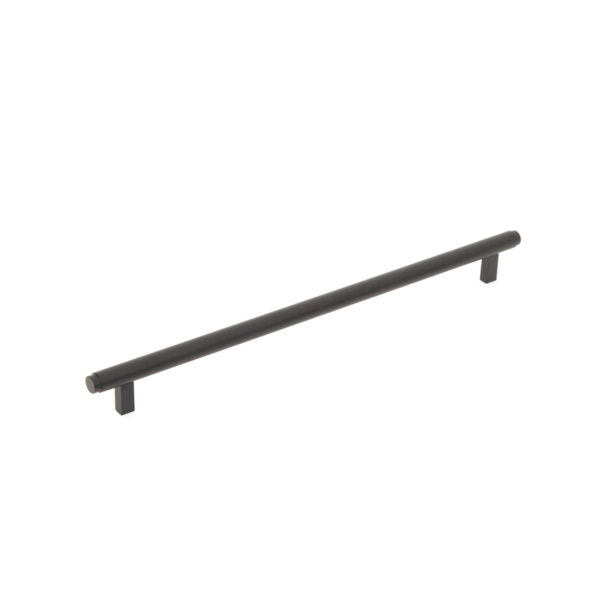 Momo Bellevue plain cabinet pull handle in black finish, showcasing sleek metal design for kitchen or bathroom cabinetry.