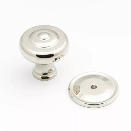NOSTALGIA Decade 38mm Knob & Backplate - Polished Nickel in Polished Nickel