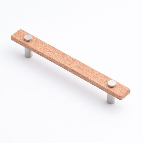 Castella Lenah Cabinet Pull Handle in Tasmanian Oak / Satin Chrome