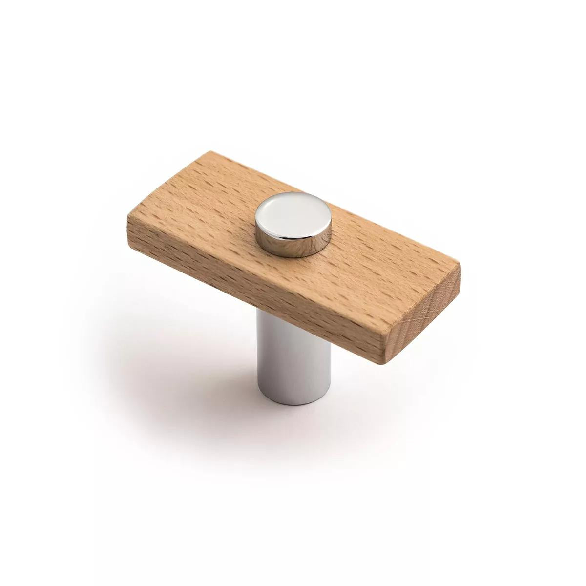 Madera Knob in Euro Beech/Polished Chrome
