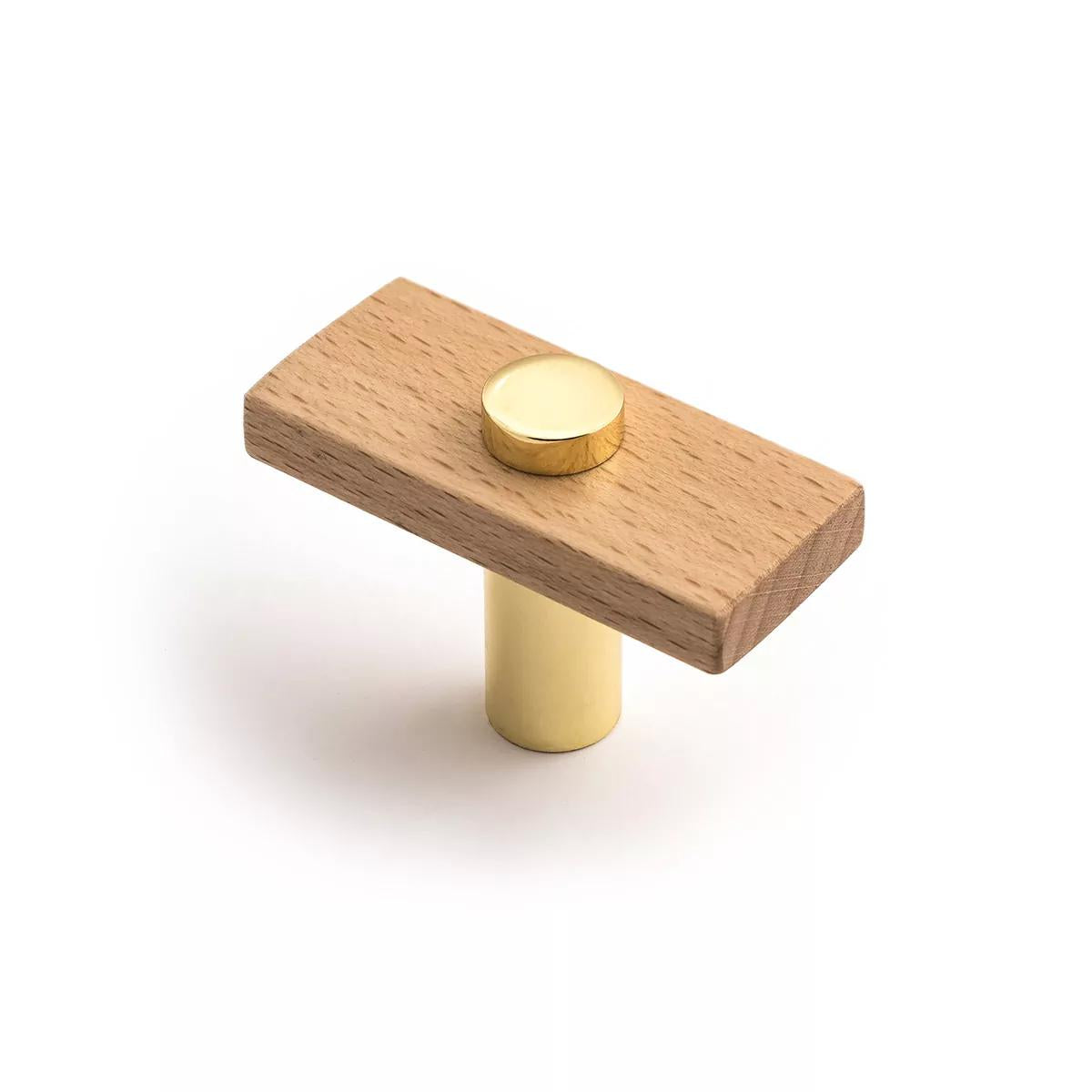 Madera Knob in Euro Beech/Polished Gold