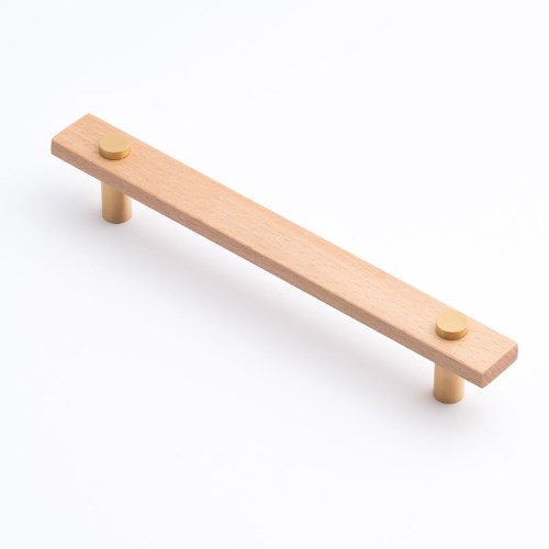 Castella Lenah Cabinet Pull Handle in Euro Beech/Brushed Gold