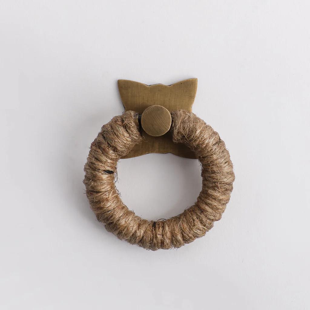 Rope Pull - Jute with Acid Washed Brass in Acid Washed Brass