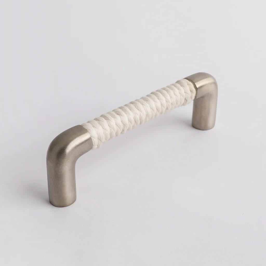 Rope T-Bar - White Rope with Satin Nickel in Satin Nickel