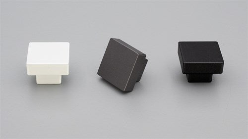 Square Cabinet Knob 30 X 30 Black Structured, Slight Textured Sheen in Matt Black