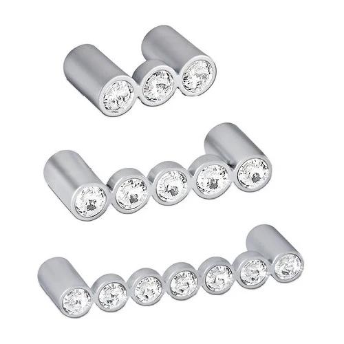 Rigel Inline Handle 32mm C to C 3 Stone Satin Chrome in Satin Chrome