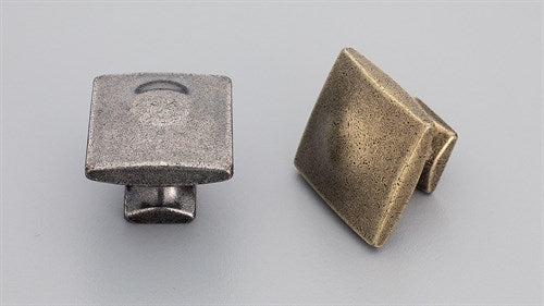 Square Hampton Cabinet Knob in Antique Brass