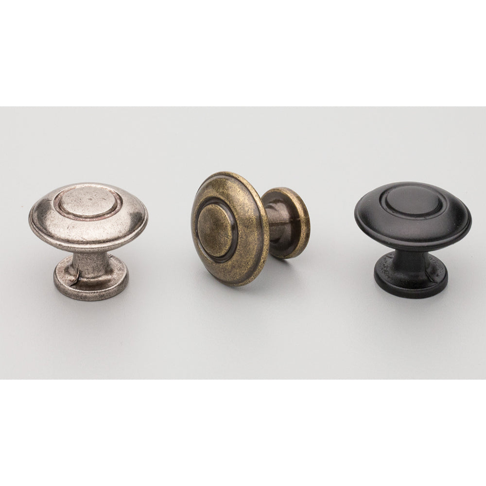 Cabinet Knob. Rd Hampton Knob 31mm in Antique Brass Gloss