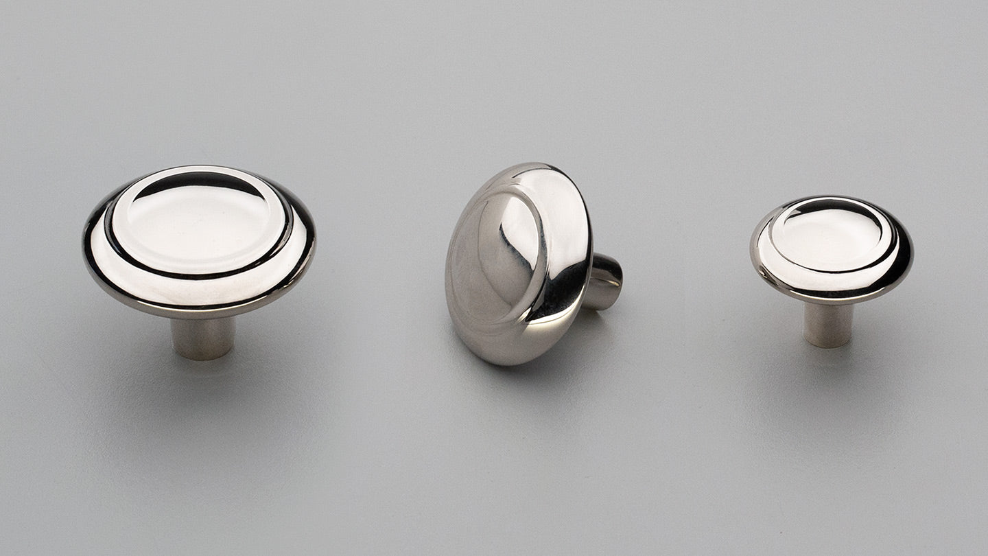 Dover Knob 30mm Brass Polished Nickel in Brass Polished Nickel